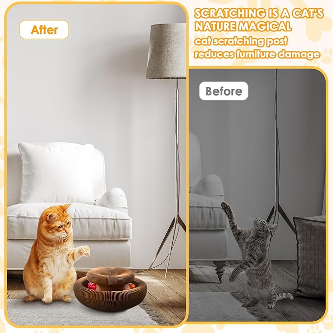 2 Pack Magic Organ Cat Toy Foldable Magic Organ Cat Scratching Board Reversible Infinity Style Magic Organ Cat Toy with 4 PCS Ball Cat Toys Interactive Indoor Cat Toys-PurrikoPets