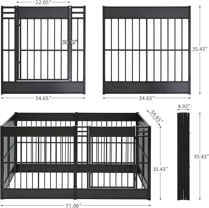 Dog Playpen, 35.4" Height Dog Pen Indoor, Heavy Duty, Safe and Sturdy, Furniture Style Puppy Pen-PurrikoPets