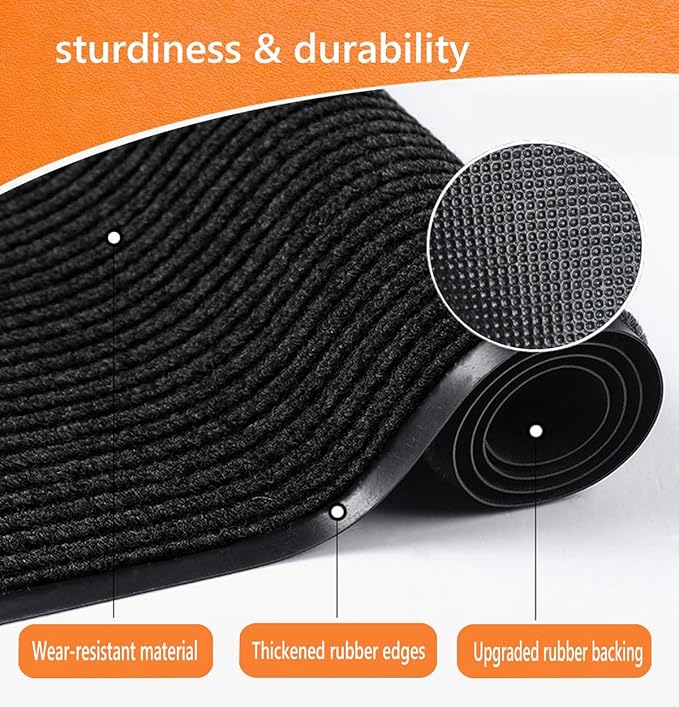 Door Floor Mat Commercial Grade Large Size 3' x 5'Heavy Duty Tough Entry Collection Slip Skid Entrance Mat with Rubber Backing Low Profile and Easy to Clean Indoor Outdoor Rug-PurrikoPets