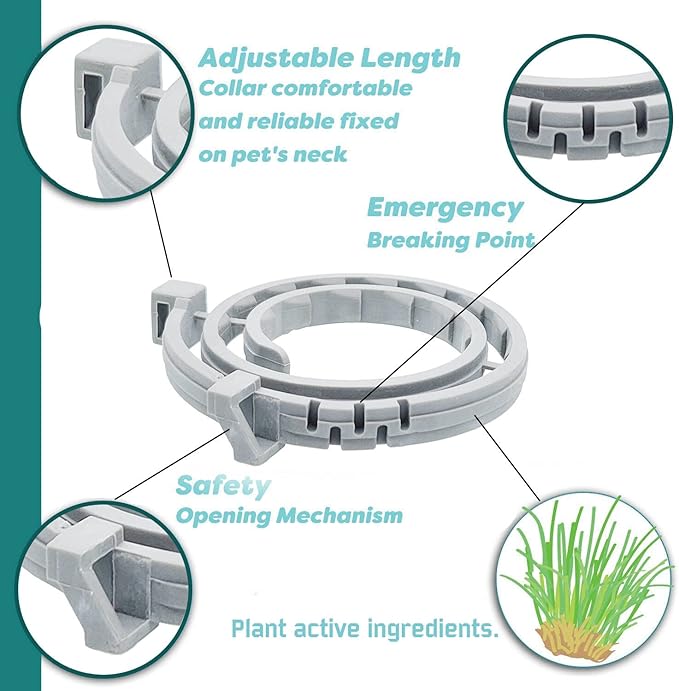 Flea and Tick Collar for Cats - Offers 12-Month Protection, Crafted with Premium Plant Oils, Waterproof, Natural, Safe for Kittens, Includes Free Comb and Tweezers, 13.8 in (2 Packs)-PurrikoPets