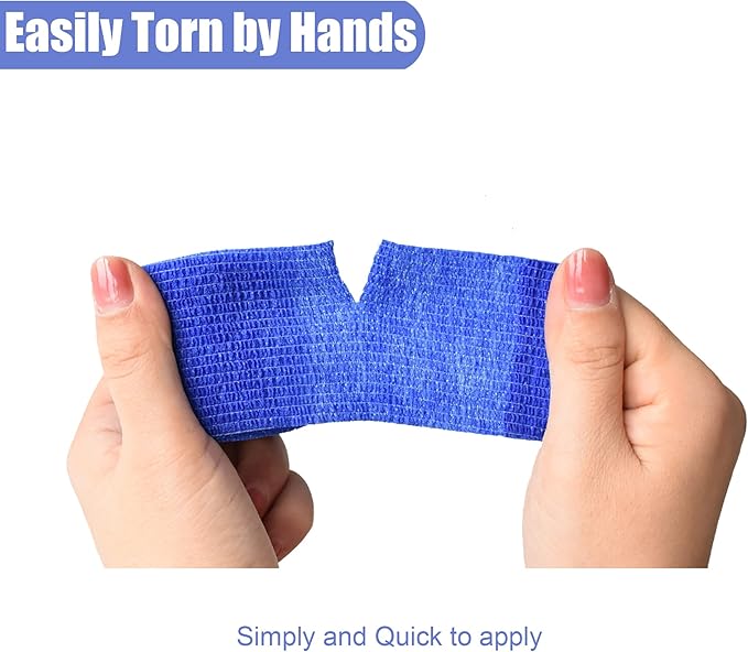 9 Pack 2" x 5 Yards Self Adhesive Bandage Wrap Self Stick Wrap for Ankle, Wrist, Finger, Sports, Breathable Cohesive Vet Tape for Pets (D Dark Blue)-PurrikoPets