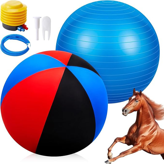 30inch Giant Herding Ball with Cover Anti Burst Ball Please Watch VCR for How to Inflation Horse Toys for Horses Stall Entertainment Play, Pump Included(Stylish)-PurrikoPets