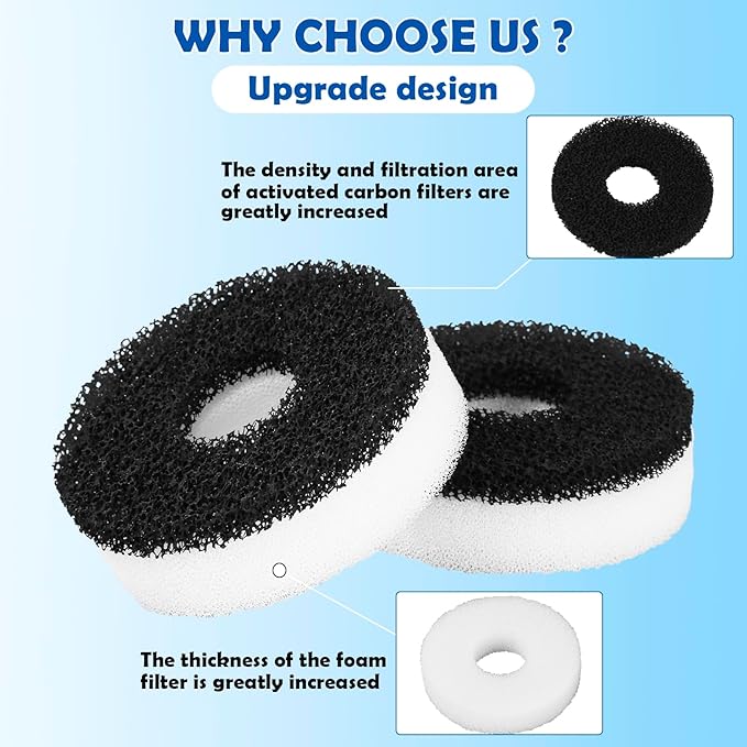 Foam and Carbon Rings Filter Replacement Compatible with Biorb Aquariums(10 carbon foams, 10 regular foams, 2 cleaning brushs and 1 piece cleaner pad)-PurrikoPets