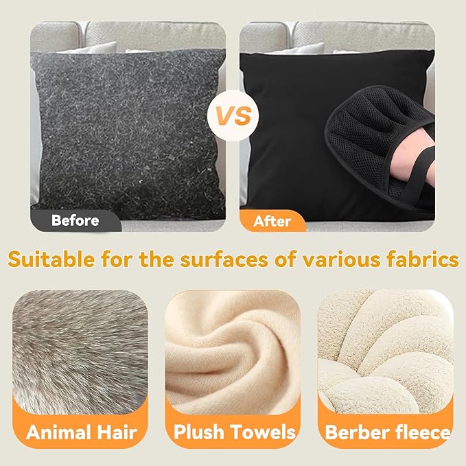 2 Packs Pet Hair Removal Glove,Pet Hair Remover for Cat & Dog,New Upgraded Electrostatic Gloves Pet Hair,Reusable Electro Static Pet Hair Remover Electrostatic Gloves for Furniture,Couch-PurrikoPets