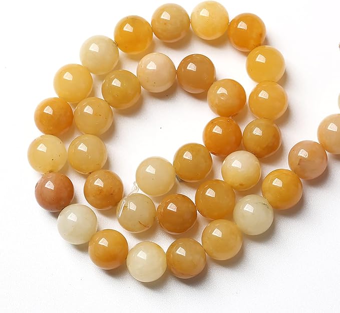 6mm 60pcs Natural Yellow Aventurine Jade Beads Round Loose Beads Energy Crystal Healing Power Gemstone for Jewelry Making DIY Bracelet 15 Inch