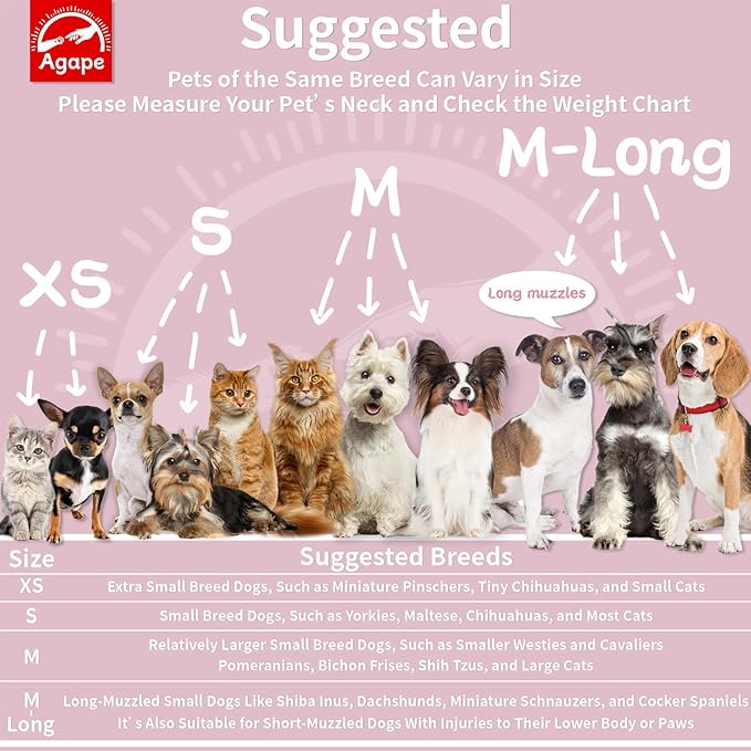 Agape Soft Dog Cone for Small Dogs & Cats, Comfy Dogs Recovery Collar After Surgery, Adjustable E Collar Alternative to Stop Licking, Protective Elizabethan Collars for Pup, Comfortable Dog Cones-PurrikoPets