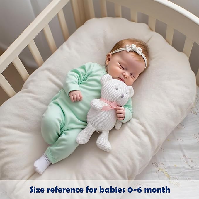 100% Organic Cotton Baby Stuffed Animals White Teddy Bear for Newborn 6.5"-PurrikoPets