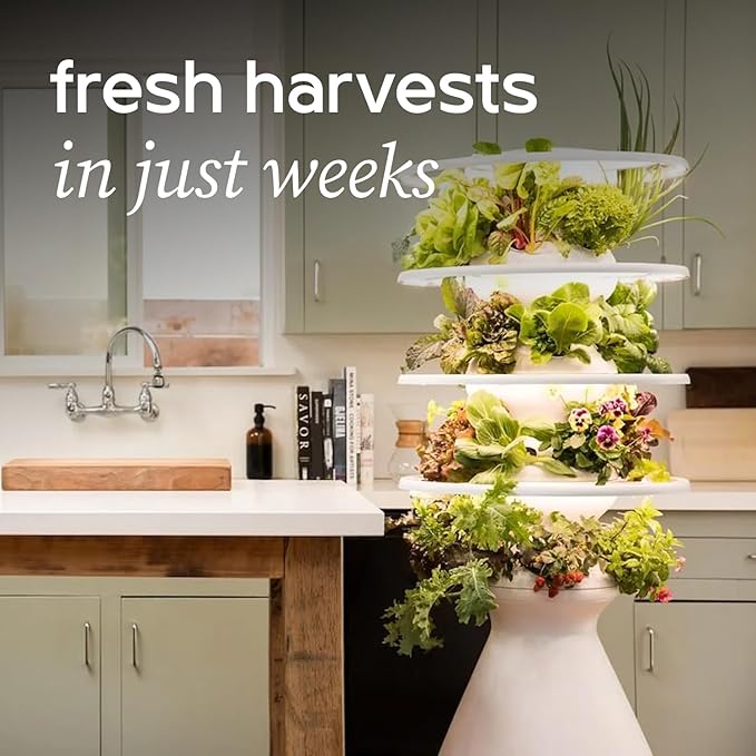 Farmstand Starter Kit with Glow Rings and 24 Seedling Credits | Medium Hydroponic Growing System Kit | Vertical Garden Planter Tower | 4ft 10in Tall-PurrikoPets