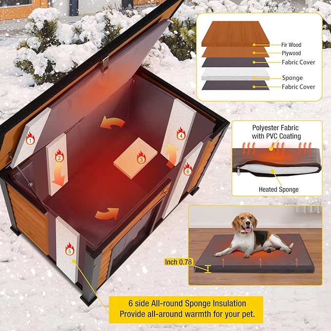 Aivituvin Dog House Outdoor & Indoor Dog Kennel with Insulated Liner for Winter Waterproof Large Dog Cage for Small & Medium & Large Dogs,Unique All-Around Iron Frame-PurrikoPets