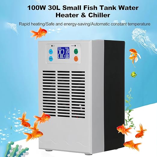 Electric Water Heater Chiller, AC 100‑240V 20L Aquarium Chiller ABS Housing Digital Display Intelligent Temperature Control 70W with Pump for Fish (US Plug Pump US Plug 110V)-PurrikoPets