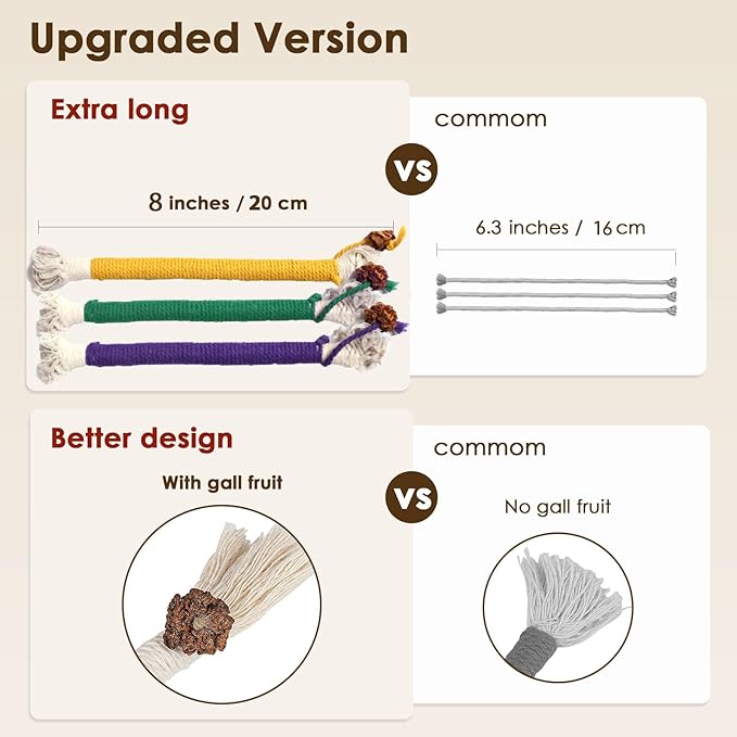 3 PCS Cotton Rope Cat Toys for Indoor Cats, Interactive Cat Rope Toys with Silvervine Fruit for Cats and Kittens, Handmade Pet Chew Toys for Teeth Cleaning-PurrikoPets