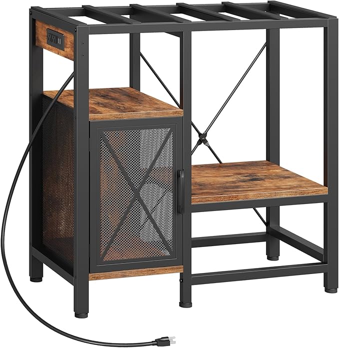 20-37 Gallon Fish Tank Stand, Aquarium Stand with Power Outlet and Storage Cabinet, Heavy Duty Tank Stand Suitable for Turtle Tank, Reptile Terrarium, for Home Office, Rustic Brown FTHR40E01-PurrikoPets