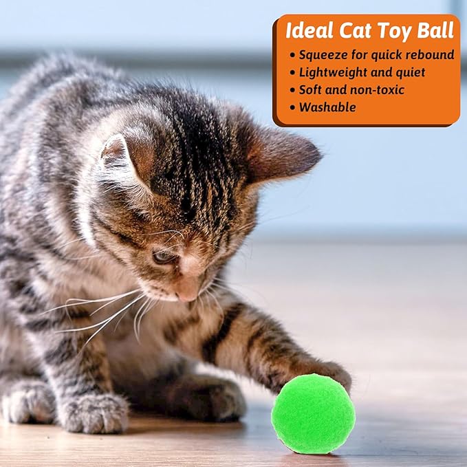 50 Picecs 1 Inch Cat Toys Balls Kitten Cat Pom Pom Balls Soft Cats Puff Ball Toys Rolling Interactive Fuzzy Cats Toy Ball Play Toy for Exercise, Creative Crafts Decorations Assorted Color-PurrikoPets