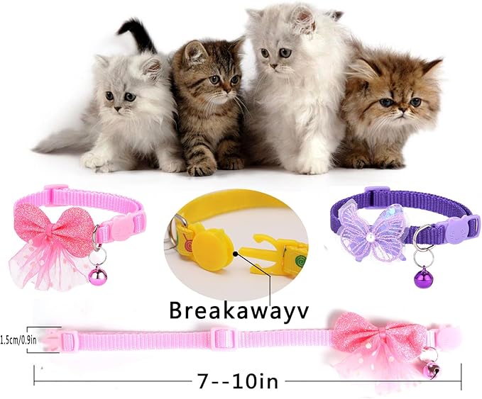 16 PCS Cute Cat Collars Breakaway with Bell for Boy Cats and Girl Cats Gifts (#2-Multicolor Lace)-PurrikoPets