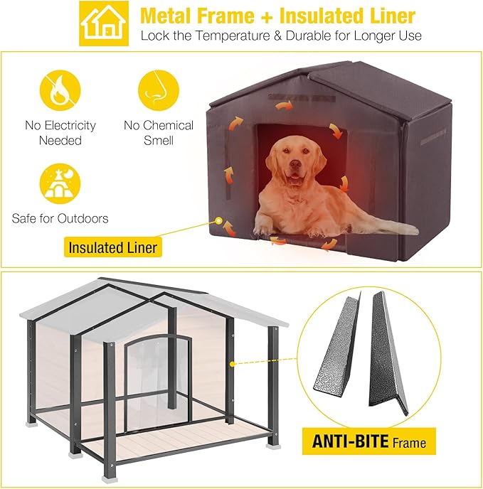 Aivituvin Large Dog House Outdoor Insulated Dog Kennel with Insulated Liner for Winter-PurrikoPets
