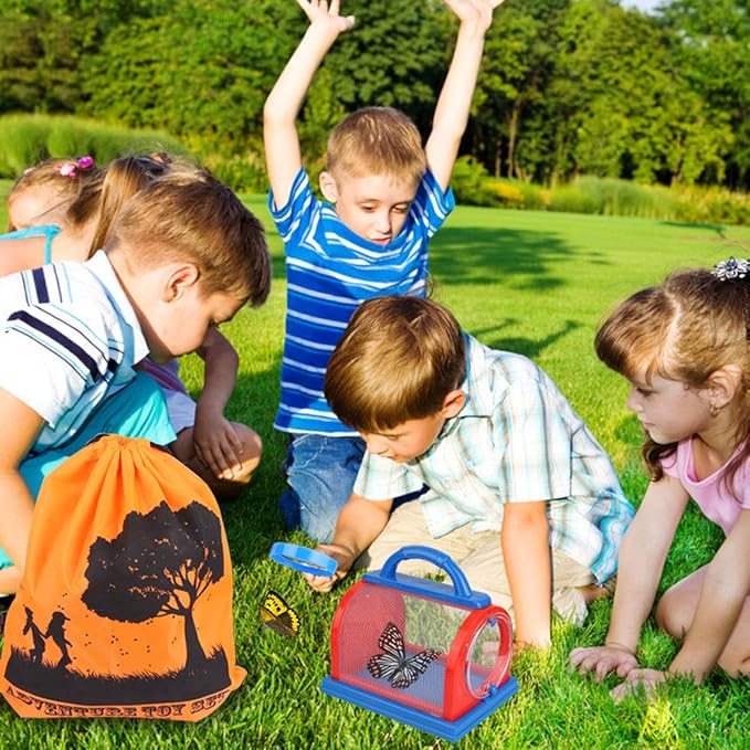 ESSENSON Outdoor Explorer Kit & Bug Catcher Kit with Binoculars, Compass, Magnifying Glass, Critter Case and Butterfly Net Great Toys Kids Gift for Boys & Girls Age 3-12 Year Old Camping Hiking-PurrikoPets