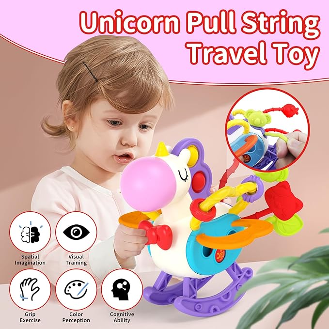 4 in 1 Baby Toy for 6 9 12 18 Month, Learning Toys for Babies 6-12 Months, Baby Busy Cube, Stacking Sorter, Pull String & Piano Xylophone Travel Toy, Birthday Gift for 1 2 Year Old-PurrikoPets