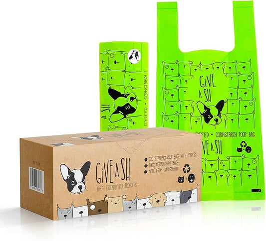 100% Certified Home Compostable Dog Poop Bags with Handles - 10% to Charity - ASTM D6400 & EN 13432 Compliant Large Poop Bags - 120 Bags - Large Pantry Roll of Plant Based Compostable Poop Bags-PurrikoPets