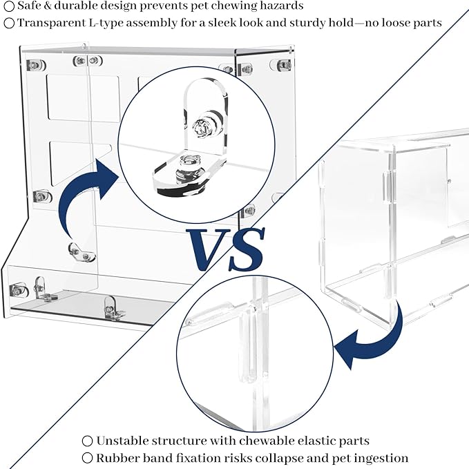 Acrylic Rabbit Hay Feeder with Lid, Transparent Hanging Food Dispenser Hay Feeder for Bunny Rabbits Guinea Pig Cage Chinchillas Hamsters Small Pets and Animals（Large-PurrikoPets