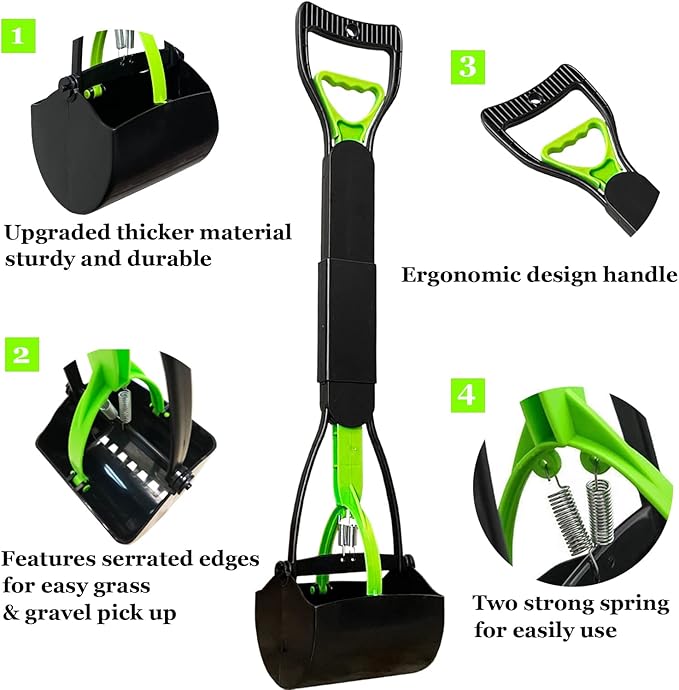 28" Large Pooper Scooper for Dogs, Heavy Duty Poop Scooper for Large Medium & Small Dog, Pet Dog Pooper Scooper for Grass & Gravel Pick Up-PurrikoPets