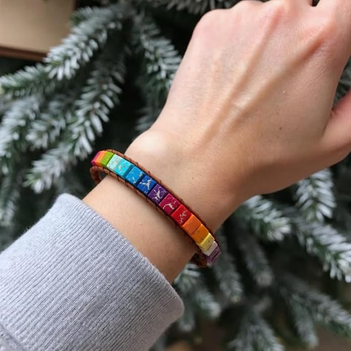 YGLINE Boho Handmade Wrap Leather Tube Crystal Stone Bracelet for Women