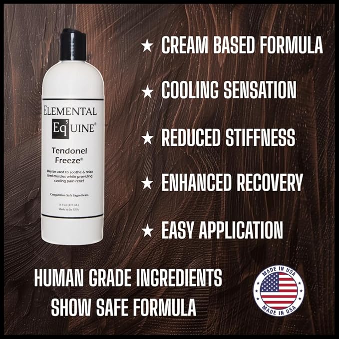 Elemental Equine Tendonel Freeze 16oz Liniment Rub for Horses - Soothe and Relax Tired Muscles While Providing Cooling Relief and Reduced Stiffness-PurrikoPets