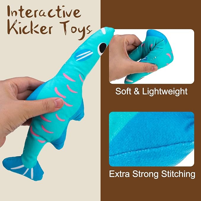 EXPAWLORER Catnip Cat Toys Fish,4 Pcs Durable Cat Kicker Toy with Natural Catnip Cotton,Interactive Bite Resistant Soft Pillow Filled for Indoor Cats Kitten Playing,Drives Bored Cats Crazy with Fun-PurrikoPets