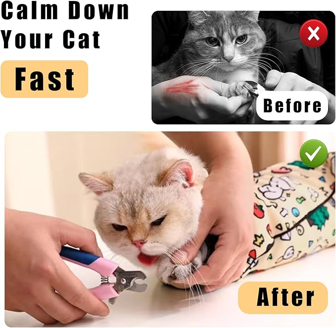 35.4" Cat Grooming Wrap,Self-Adherent Cat Wrap for Cutting Nails,Anti-Escape Cat Swaddle Wrap,Multifunctional Anti-Scratch Cat Restraint Wrap for Medicine,Nail Clipping,Ear Cleaning(Within 22lbs)-PurrikoPets