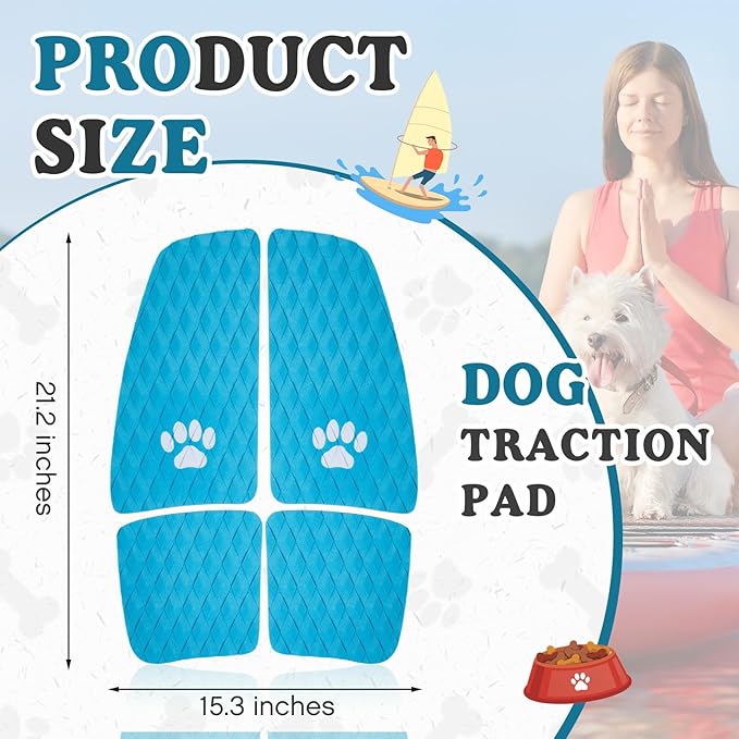 Dog Traction Pad Dog Paddle Board Kayak Accessories 21.2 x 15.3 Inch Non Slip Deck Grip Mat Surfboard Traction Good Grip EVA Foams for SUP Skimboard Paddleboard Surfboard-PurrikoPets
