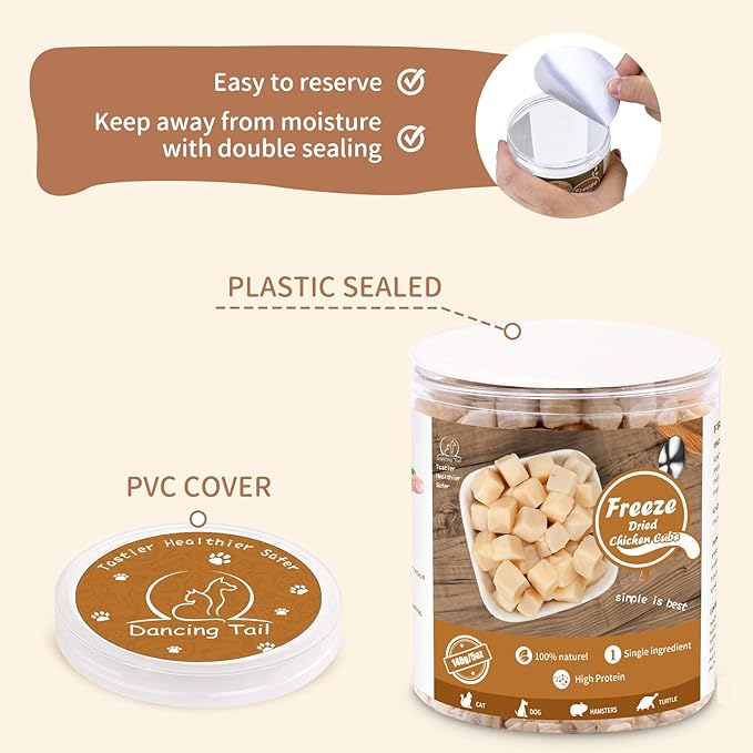 Freeze Dried Raw Cat and Dog Treats, Healthy Limited Ingredient Chicken Cube Weight Control Traing Treats for Small Dogs Cats 5 Ounce-PurrikoPets