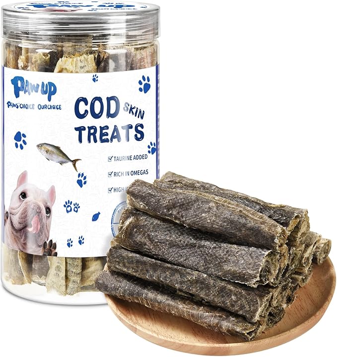 Dog Treats, Cod Skins Dog Treat with Taurine, One-Ingredient Grain-Free Chew Fish Skin Rolls Rich in Omega3, 8 oz-PurrikoPets