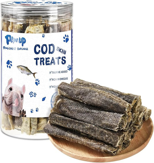 Dog Treats, Cod Skins Dog Treat with Taurine, One-Ingredient Grain-Free Chew Fish Skin Rolls Rich in Omega3, 8 oz-PurrikoPets