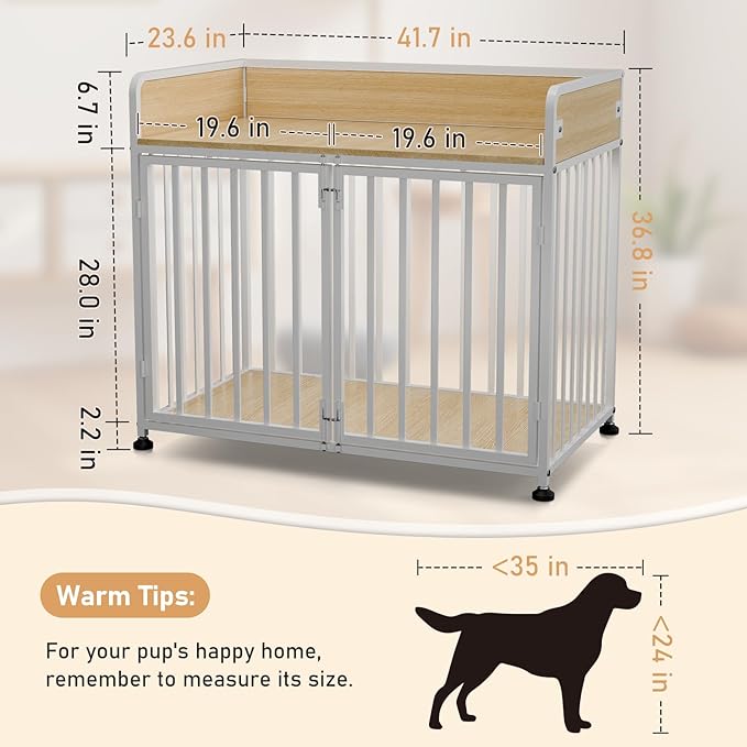 42inch Dog Crate Furniture, Medium Dog Kennel Indoor, Decorative Pet House End Table, Wooden Cage Kennel Indoor, Heavy Duty Dogs Crate Furniture for Large and Medium-PurrikoPets