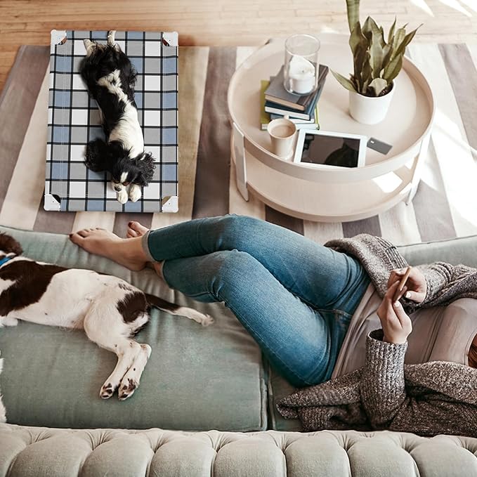 Elevated Outdoor Raised Dog Bed Outdoor Dogs Bed Lifted Pet Bed Dog Cot for Pet Taste Life, Start with A Pet Bed 26'' x 20'' x 6.5''-PurrikoPets
