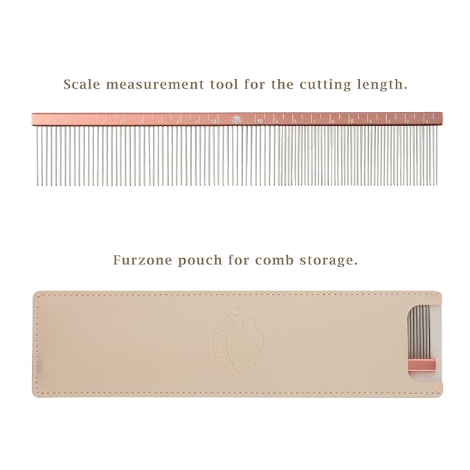 2-in-1 Megal Greyhound Comb for Dogs (Medium/Coarse), 69 Stainless Steel Pins Dog Comb, Aluminum 24.5cm Handle,Lightweight,Gently Remove Dogs’ Head/Body Fur, Professional Grooming Accessories-PurrikoPets