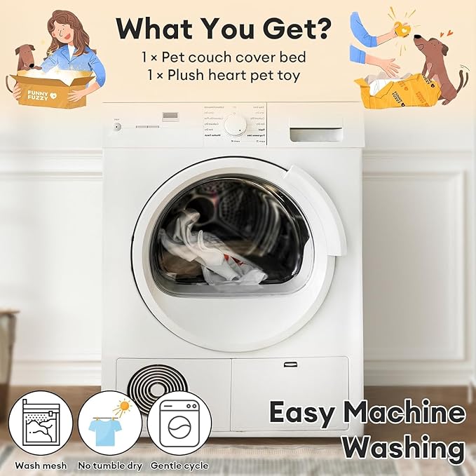 FUNNY FUZZY Pet Fluffy Plush Calming Dog Couch Bed Sofa Protector Washable Pets Mat for Large Medium Small Dogs and Cats (Coffee,47.24 × 37.4 × 6.3 in)-PurrikoPets