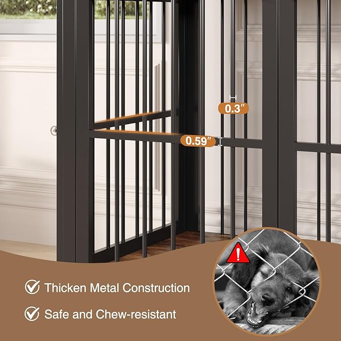 39.4" Dog Crate Furniture for Medium and Large Breed, Dog Kennel Furniture with Storage Shelf & Lockable Wheels, Heavy Duty Wooden End Side Table Pet Cage Indoor, Chew-Resistant, Brown-PurrikoPets