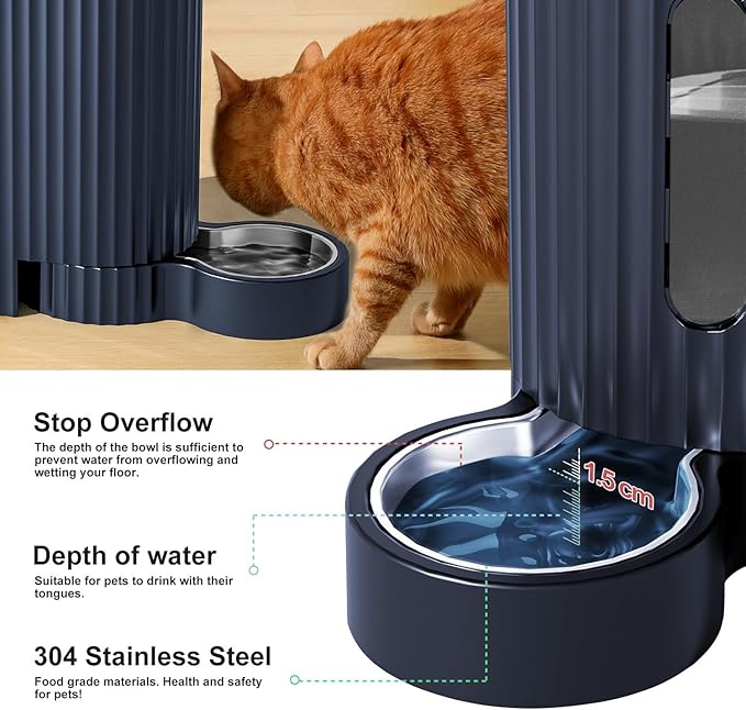 Gardner Pet Automatic Gravity Cat Food Feeder and Water Dispenser Stainless Steel Two-in-One Set Large Capacity Dispenser for Pets Dogs, Puppies, Kittens-PurrikoPets