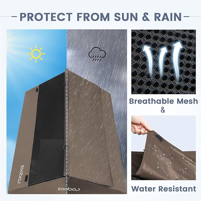 42" 2-in-1 Dog House for Medium Dogs, Elevted Dog House Outdoor/Indoor, Puppy Shelter Outside,Water Resistant 600D PVC and Durable 2x1 Textilene Raised Dog Bed(Brown)-PurrikoPets