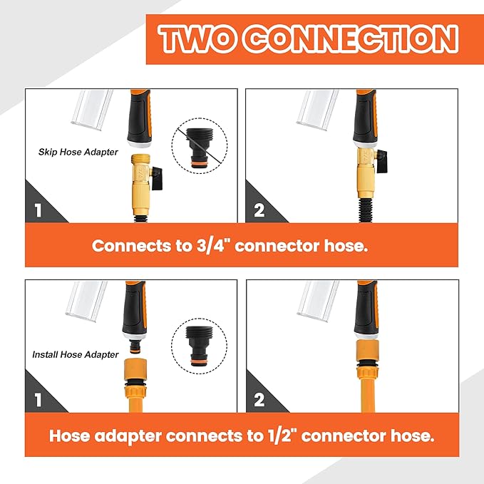 Dog Washing Hose Attachment, 10-in-1 Soap Sprayer Moden Garden Hose Nozzle with 100cc Soap Dispenser, Dog Wash Supplies with Dog Bath Brush & Pet Comb, Foam Gun Car Wash Sprayer (Orange)-PurrikoPets