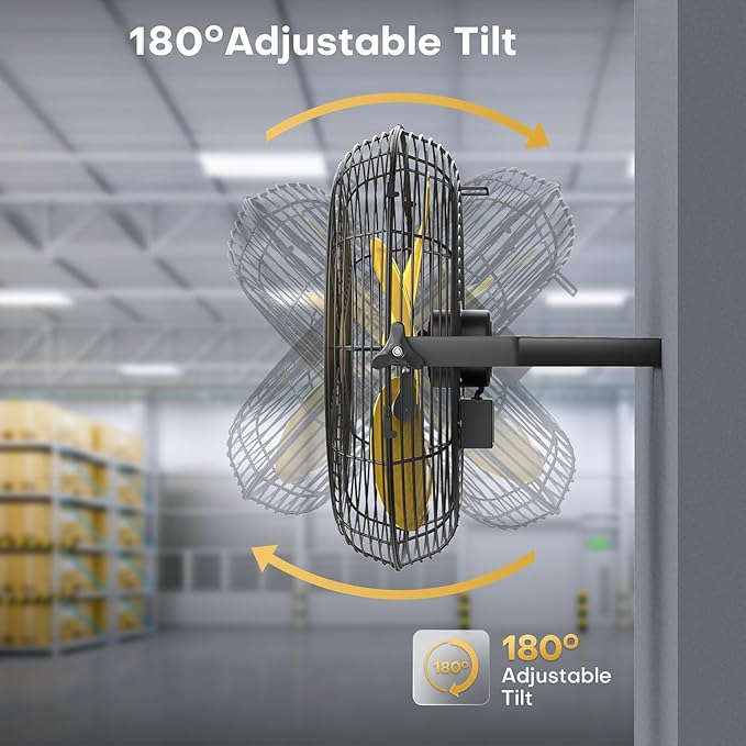 18 Inch Industrial Wall Fan with 2 Pack, 4800 CFM Metal Wall Mount Fans with Poweful Motor, 3 Speed, Fan Indoor for Covered Patio, Greenhouse, Gazebo, and Garage, UL Listed-PurrikoPets