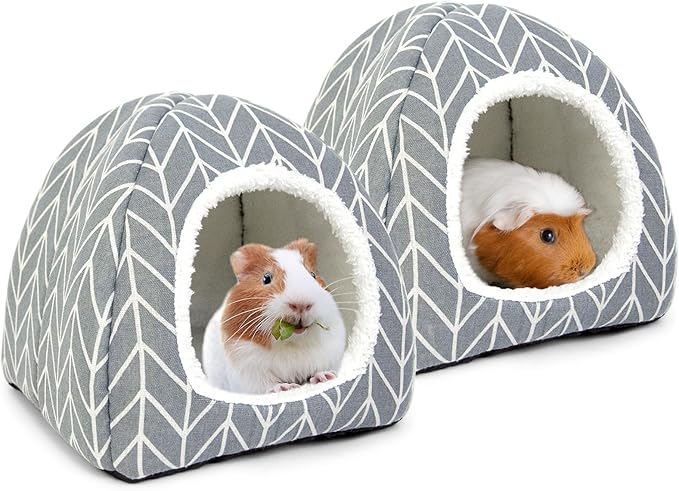 2 Pack Guinea Pig Hideout Bed Rabbit House Cave Accessories Cozy Hide-Out for Bunny Hedgehog Ferret Chinchilla&Other Small Animals-PurrikoPets