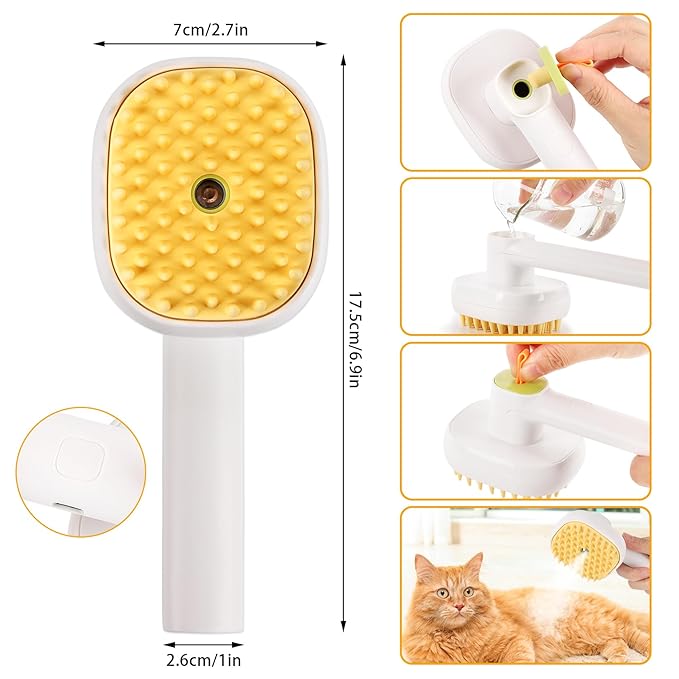 3-in-1 Cat & Dog Steam Brush – USB Rechargeable Spray Grooming Comb with Silicone Teeth – Anti-Static, Shedding Control & Massaging for All Hair Types Long/Short Hair Pets (Green)-PurrikoPets