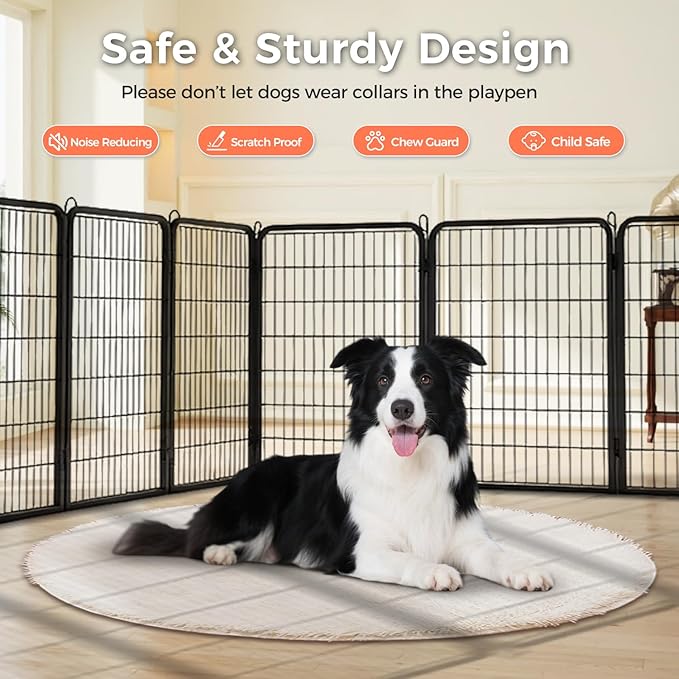 40 Inch Dog Playpen - 16 Panels Metal Pet Exercise Pen for Medium-Large Dogs, Indoor/Outdoor Dog Fence for Yard, Garden, Camping & RV Travel-PurrikoPets