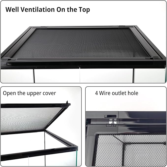 30 Gallon Tall Reptile Glass Tank Terrarium 18"x18"x24" Large Habitat Enclosure for Gecko,Lizard,Chameleon,Frog,Snake,No Install Needed and Come with Tank Background-PurrikoPets