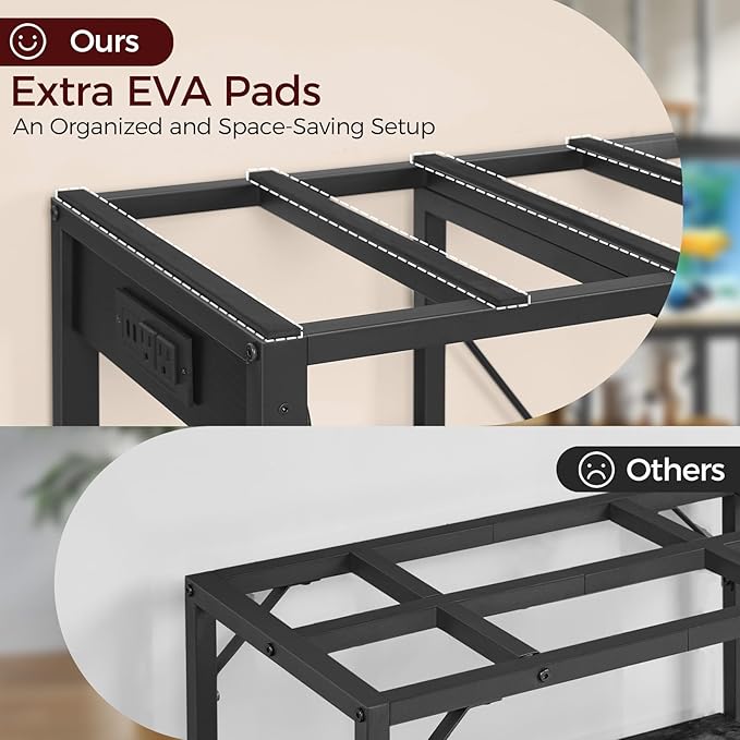 20-37 Gallon Fish Tank Stand, Aquarium Stand with Power Outlet and Storage Cabinet, Heavy Duty Tank Stand Suitable for Turtle Tank, Reptile Terrarium, for Home Office, Black FTHB40E01-PurrikoPets