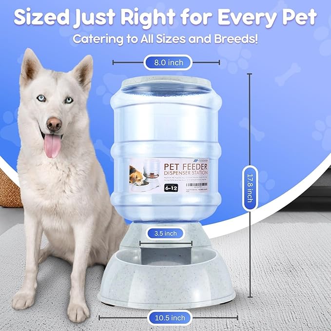 Flexzion Gravity Pet Feeder Food Dispenser (6-12 lb Size) Automatic Replenish Dry Food Storage Container Bowl for Small Medium Breed Dog Cat Animal Feeding Watering Fountain Supplies-PurrikoPets