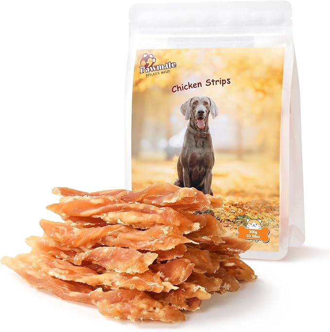 Dog Treats Chicken Jerky Strips for Dogs, Natural Healthy Dog Jekry with Taurine, Real Chicken Twists High Protain Low Fat, Training Rewards Treats for Small Medium Large Dogs 10.6 oz-PurrikoPets