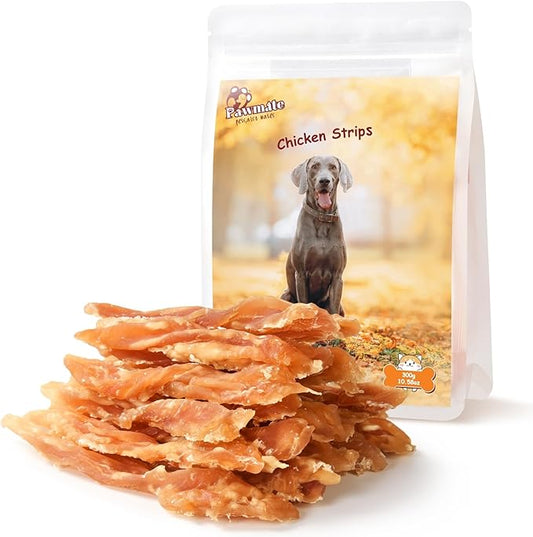 Dog Treats Chicken Jerky Strips for Dogs, Natural Healthy Dog Jekry with Taurine, Real Chicken Twists High Protain Low Fat, Training Rewards Treats for Small Medium Large Dogs 10.6 oz-PurrikoPets