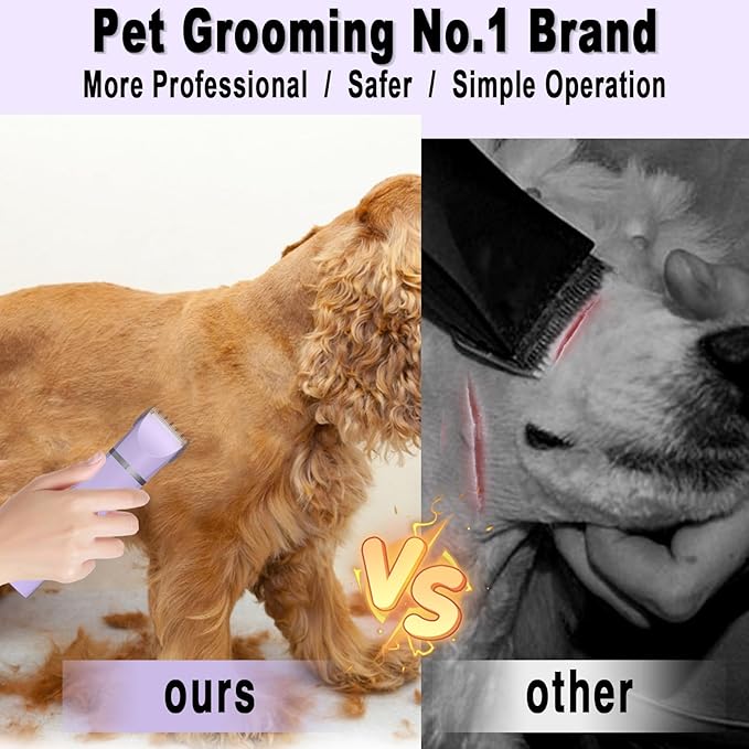 Dog Grooming Clippers Kit-Electric Rechargeable Cat Trimmer Tools-Cordless Quiet Pet Nail Paw Grinder-4 in 1 Multifunctional Low Noise Shaver-Razor for feet Face Ears Toenail Eye-PurrikoPets